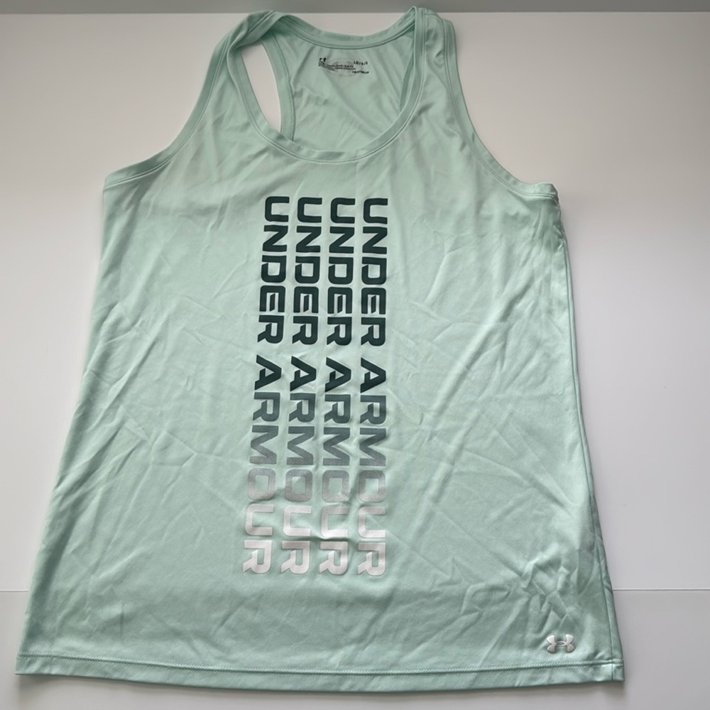 Under Armour Loose-Fit Women's Mint Green Ombre Logo Racerback Tank Top, Large